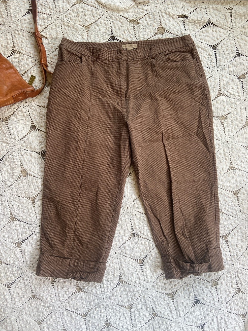Mountain Lake Brown Houndstooth Cropped Chino Trousers 18 XXL
